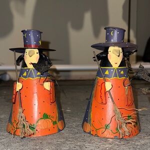 Vintage Charming Halloween Witch Aluminum Figurines